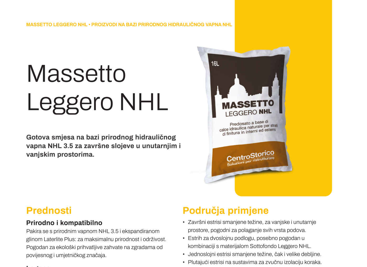 Tehnički list Massetto Leggero NHL